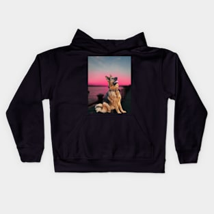 Dog,alsation,sunset Kids Hoodie